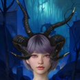 thumbnail image 4 of Devil Sheep Headband Punk for Costume Party Stage Performance Halloween Black, 4 of 8