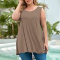 thumbnail image 1 of AherBiu Débardeurs d'Été Grande Taille pour Femmes Coupe Ample Col Rond Sans Manches Ourlet Mode Basique T-Shirt, 1 of 5