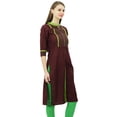 thumbnail image 4 of Phagun Kurti Droite à Col Mandarin pour Femmes, Motif Uni, Robe Ethnique Indienne de Designer, 4 of 8