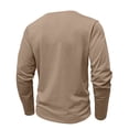 thumbnail image 4 of Ohufall Cotton T-Shirts for Mens Solid Color Plaid Front Pockets Henley Tops Breathable Plus Size Long Sleeve Tees, Size S-3XL, 4 of 6