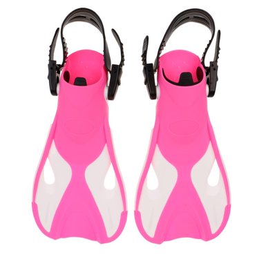 jinwen Swim Short Training Open Heel Adjustable Snorkel Flippers For Kids Pink
