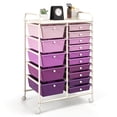 thumbnail image 1 of Costway 15 Drawer Rolling Organizer Cart Utility Storage Tools Scrapbook Paper Multi-Use Purple, 1 of 10