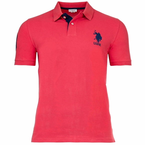 U.S. POLO ASSN. Men's polo shirt - Kory, basic, piquet, logo, appliqué, cotton Red S (Small)