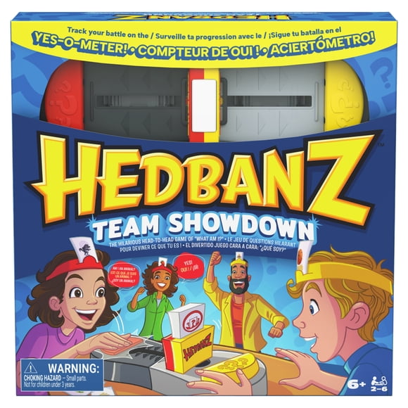 Spin Master Games, Hedbanz Team Showdown, jeu de questions hilarant pour deviner ce que vous êtes, pour soirée jeux en famille, inclut un compteur de oui électronique pour encore plus de fun, 2 à 6 jo