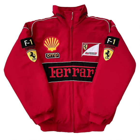 F1 Racing Jacket Red With Embroidery Motorcycle Jacket F1 Team Racing Suit