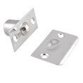 thumbnail image 1 of Unique Bargains Raccord de Porte de Placard en Acier Inoxydable Attrape-Boules Ton Argent avec Plaque de Frappe, 1 of 1