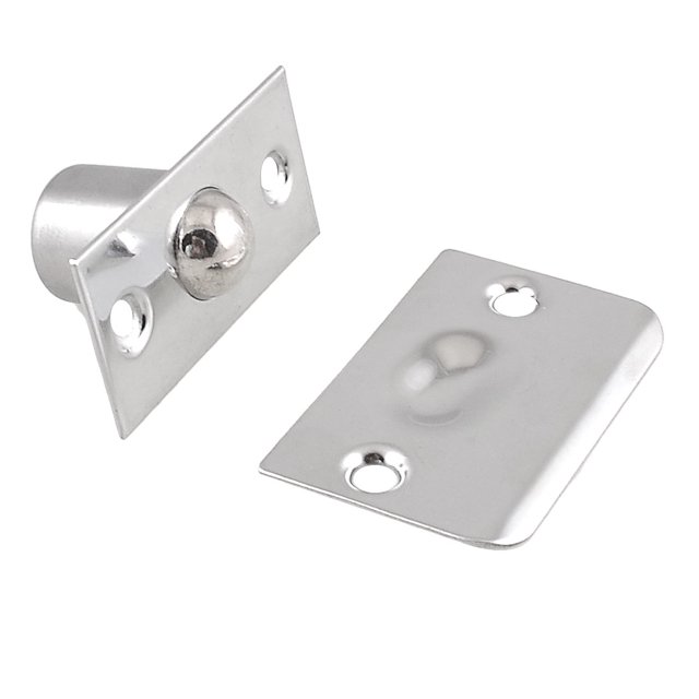 Unique Bargains Raccord de Porte de Placard en Acier Inoxydable Attrape-Boules Ton Argent avec Plaque de Frappe