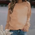 thumbnail image 2 of PEZHADA Chandails d'Automne pour Femmes en Liquidation Chandail à Col Rond pour Femmes, Chandail à Enfiler pour Femmes à Manches Longues Col Rond Chandail Uni Hauts Blouse Kaki, 2 of 4