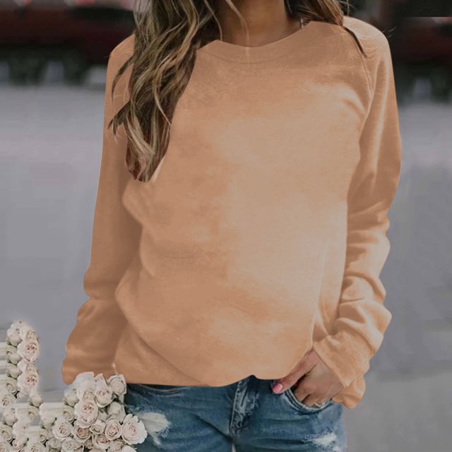 Liquidation à 50 % Chandail Surdimensionné pour Femmes 2023 Mode Décontractée Manches Longues Col Rond Chandail pour Dames Hauts Blouse