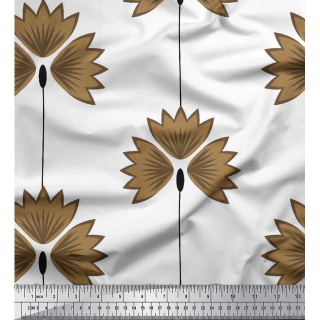 Soimoi polyester Crepe Fabric Artistic Floral Print Fabric by Yard 42 Inch Wide