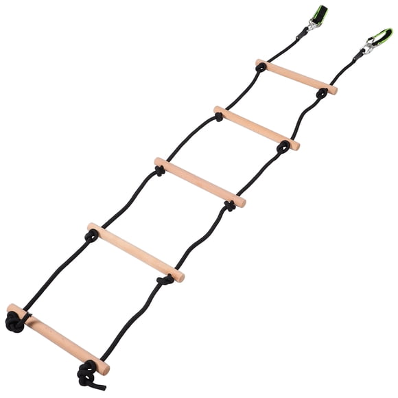 1 Ensemble d'Échelle Corde pour Enfants avec Marches en Bois et Cordes Multicolores pour l'Escalade et le Jeu Extérieur