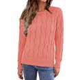 thumbnail image 1 of Cathalem WoWomens Cotton Sweaters Crew Neck Solid Color Soft Ribbed Knitted Oversized Pullover Loose Fit Jumper,Pink M, 1 of 5