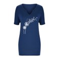 thumbnail image 4 of Birdeem Chemisiers Chemises T-Shirts Hauts à Manches Courtes Imprimés à Col en V Décontractés pour Femmes, 4 of 12