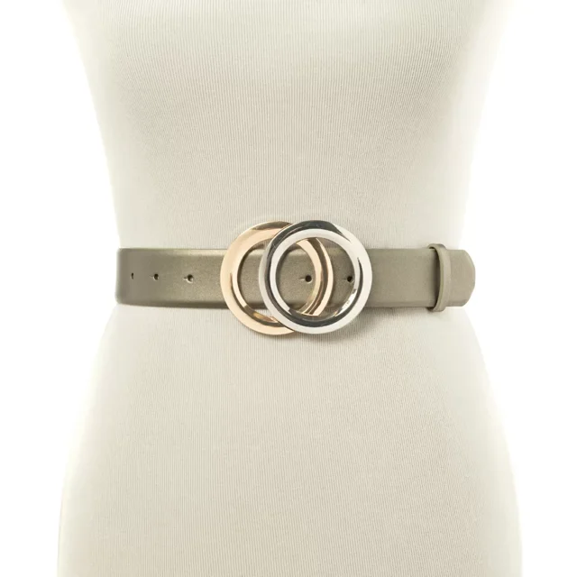 Inc International Concepts Womens Two-tone Double-circle Buckle Pewter (Gray,XL)