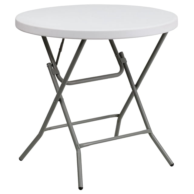 Bowery Hill Table Pliante Ronde en Granit de 32 Pouces, Blanche