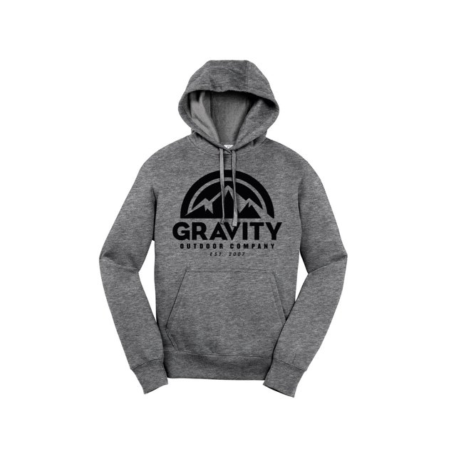 Mens Gravity Outdoor Co. Hooded Sweater - VIntage Heather - Black Logo - M