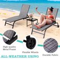 thumbnail image 4 of Yoleny Chaise Longue de Patio de 26 Pouces de Large avec Roues, Ensemble de 2 Chaises Longues de Piscine avec Dossier Réglable, Chaises Longues d'Extérieur en Textilène Imperméable avec Table d'Appoint pour Patio, Bord de Piscine, Terrasse, Gris, 4 of 7