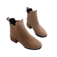 thumbnail image 2 of LSLJS Bottes d'Automne Hiver pour Femmes Couleur Unie Talon Épais Bottes Courtes Mi-Hautes Bout Rond, Bottines & Bottillons pour Femmes, Bottes pour Femmes, 2 of 6