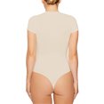 thumbnail image 3 of LUXUR Combinaison Femme Manches Courtes T-Shirt Body Col Rond Hauts Justaucorps Décontractés Couleur Unie Kaki 2TG, 3 of 4
