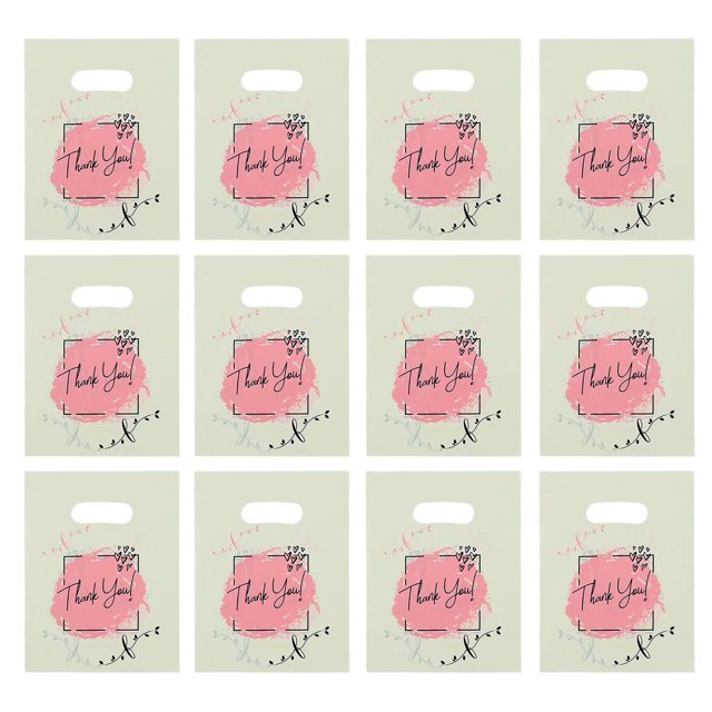 CSChome Sacs de Magasinage en Plastique Sacs Cadeaux des Fêtes 100 Pcs Impression Merci Expression de Gratitude Réutilisables Roulement Solide Emballage de Magasin pour T-Shirt Pantalons