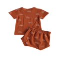 thumbnail image 3 of Ensemble 2 Pcs Bébé Manches Courtes Imprimé Soleil Hauts Shorts pour Enfants Garçons Filles, 3 of 7