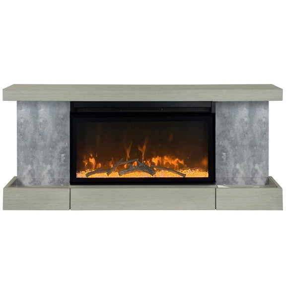 ActiveFlame Home Décor Series Fireplace Floating Mantel Shelf with Lighting, Urban Cement Finish