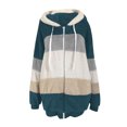 thumbnail image 5 of FAIWAD Women's Full Zip Fuzzy Fleece Hooded Coat Color Block Drawstring Fall Winter Warm Coat with Pockets, 5 of 5