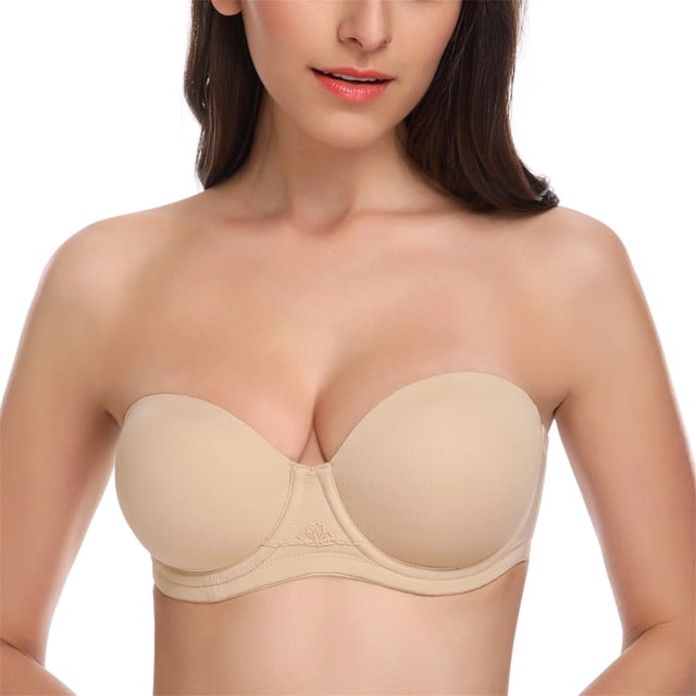Women's Strapless Plus Size Full Figure Bra Underwire Multiway Contour Bra