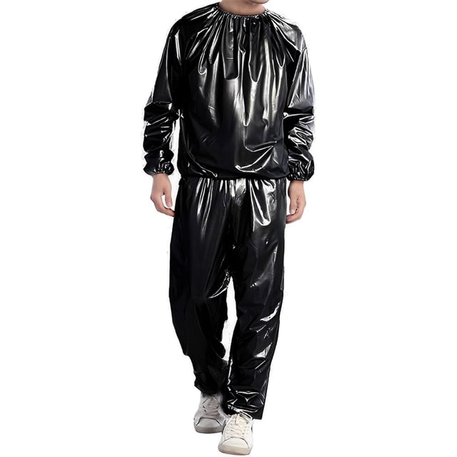 fastboy Combinaison de Sauna pour Salon à Domicile Spa Course Exercice Mise en Forme Veste de Survêtement Réutilisable Lavable Combinaisons de Sport en PVC Noir TTTTG