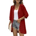thumbnail image 2 of (2-Pack) Kcodviy Women Casual Cardigan Three Women Lavender Sweater Quarter Sleeve Open Front Cardigan Plus Lightweight Dots Cardigan Draped Cardigan for Women Plus Size Ruffles Cardigan, 2 of 7
