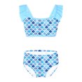 thumbnail image 1 of Miaeowve Toddler Baby Girls Mermaid Tankini Swimsuit Ruffle Flower Sleeve Swimwear Bathing Suits Blue 14, 1 of 6