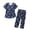 Dark Blue, variant on 2025 Women Cotton Pajamas Set Long Nightgowns for Women Short Sleeve Top Capri Bridal Sleepwear Pants Sleepwear Plus