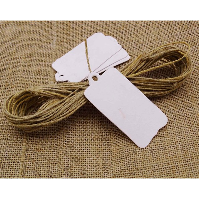100 Pcs Rectangular Shape Tag Bonbonniere Wedding Favor Hang Tags Gift With Free Natural Jute Twine - Colours Available