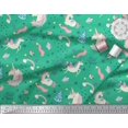 thumbnail image 3 of Soimoi Green Poly Georgette Fabric Unicorn & Rainbow Nature Print Sewing Fabric Yard 42 Inch Wide, 3 of 5