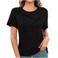 thumbnail image 1 of Plebaso T-Shirts à Manches Courtes pour Femmes, Col Ras du Cou Décontracté, T-Shirts de Couleur Unie, Confortables, d'Été, Basiques pour Femmes, 1 of 7