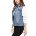 thumbnail image 4 of INSPIRE CHIC Veste en Denim à Capuche à Cordon Superposée pour Femmes avec Poches, 4 of 5