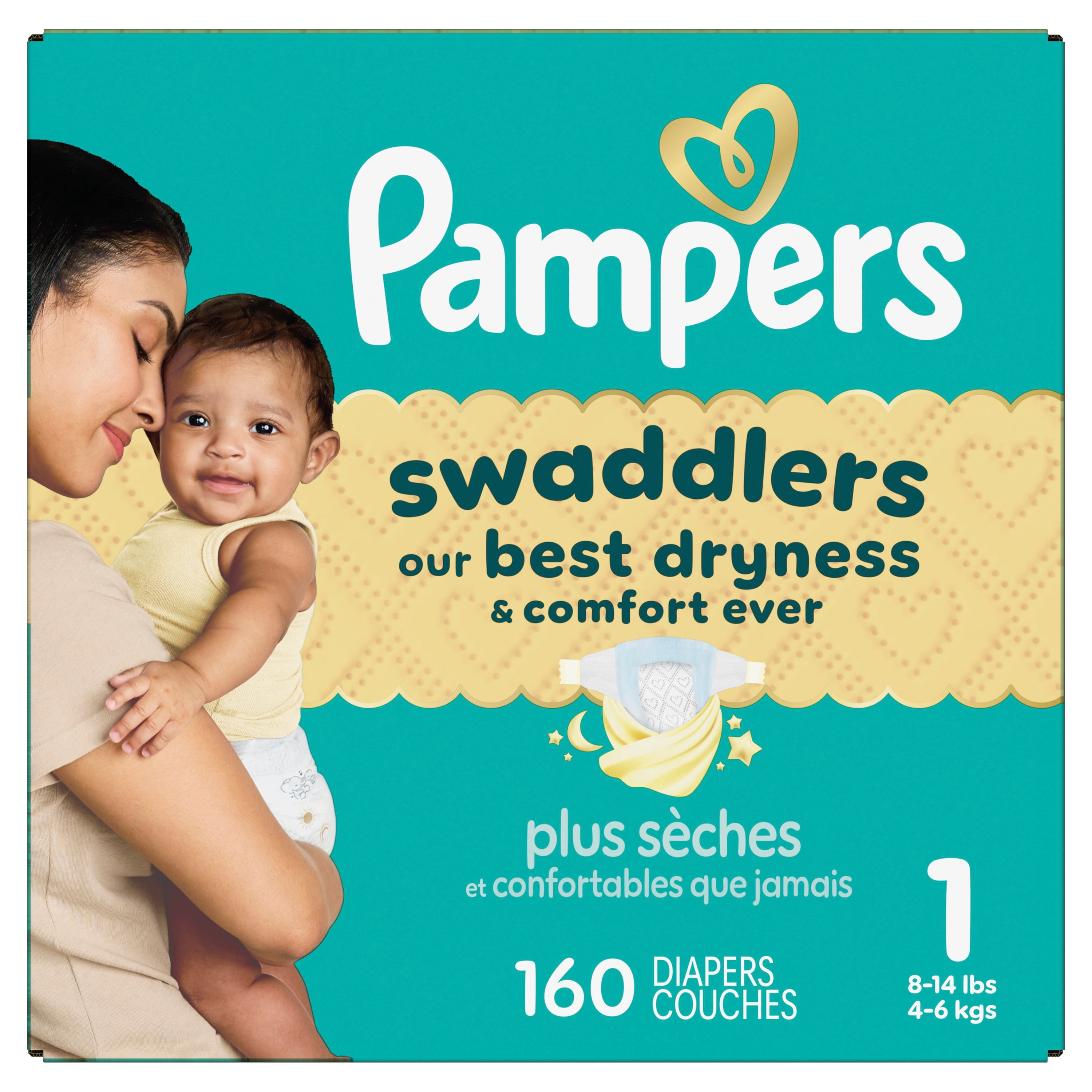 Pampers Swaddlers Diapers, S2 (10-22 lbs), Count, Absorbent, Keeps Baby Dry and Comfortable
