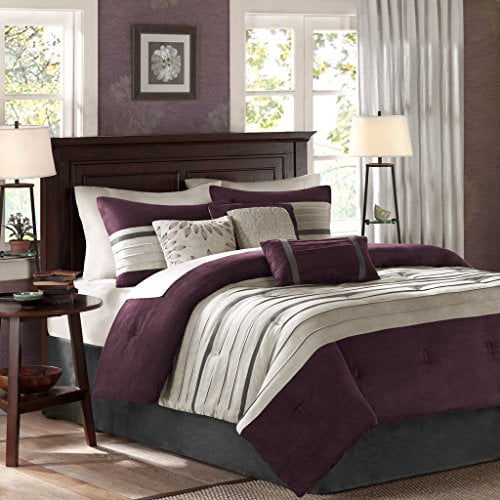 Madison Park Palmer Comforter Set, Queen, Plum