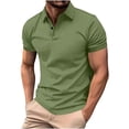 thumbnail image 3 of HVOBTTY Mens Summer Soft Versatile Pullover Casual Fashion Solid Color Collared Short Sleeve Loose Breathable Daily Base Layer Tops Green, XXXL, 3 of 5