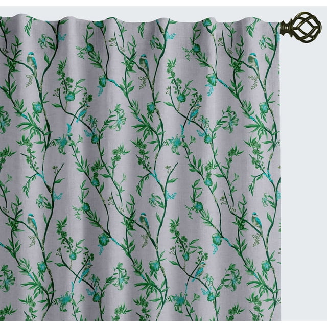 Vargottam 84 Inch Rod Pocket/Back Tab Cotton Curtains for Windows and Doors - Light Filtering Cotton - Light Filtering Drapes For Doors - Set of 2 Panels, 52"x84" - Tropical Tree Print (Green)