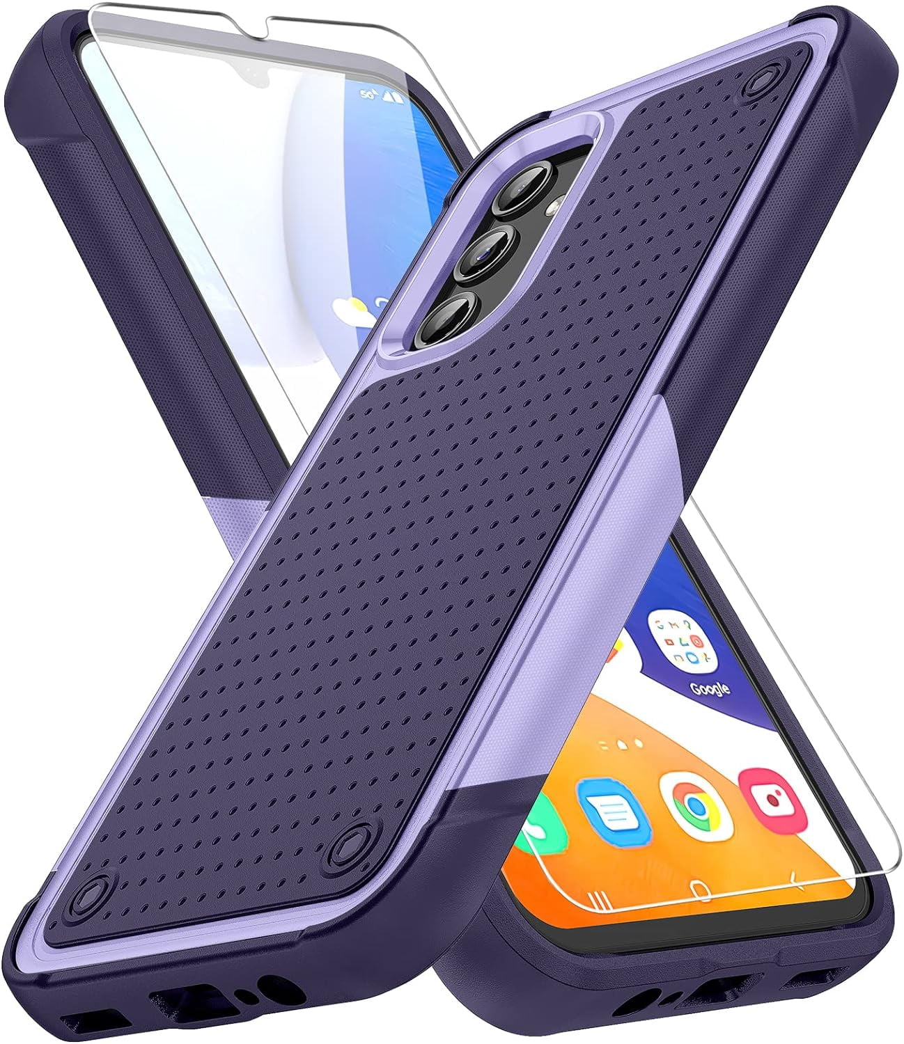 REQO for Galaxy A14 5G Phone Case,Samsung Galaxy A14 5G Case with Screen Protector,Heavy-Duty Tough Rugged Shockproof Protective Phone Case for Samsung A14 5G, Purple Blue