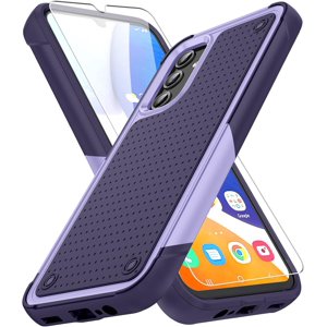 REQO pour Galaxy A14 5G Dossier téléphonique,Samsung Galaxy A14 5G Boîtier avec protecteur d'écran, Housse de téléphone de protection antichoc robuste pour Samsung A14 5G, Bleu violet