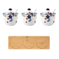 thumbnail image 1 of Hand Drawn Pattern Sugar Bowl With Lid, Ceramic Teacup Shape Sugar Pot, Coffee Accessories, Sugar Pourer, Kitchen Storage-Bauhinia-3 Set, 1 of 6