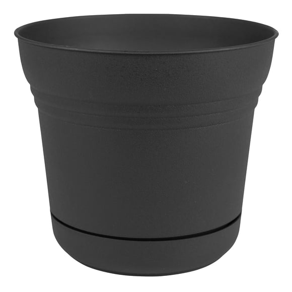 Bloem SP1200 Saturn Indoor Outdoor 12 Inch Planter Pot with Saucer, Black