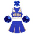 thumbnail image 3 of Miaeowve Tenue d'Uniforme de Cheer pour Filles du Secondaire pour Fête Musicale Vêtements de Cheerleading avec Pompons A Bleu 6, 3 of 4