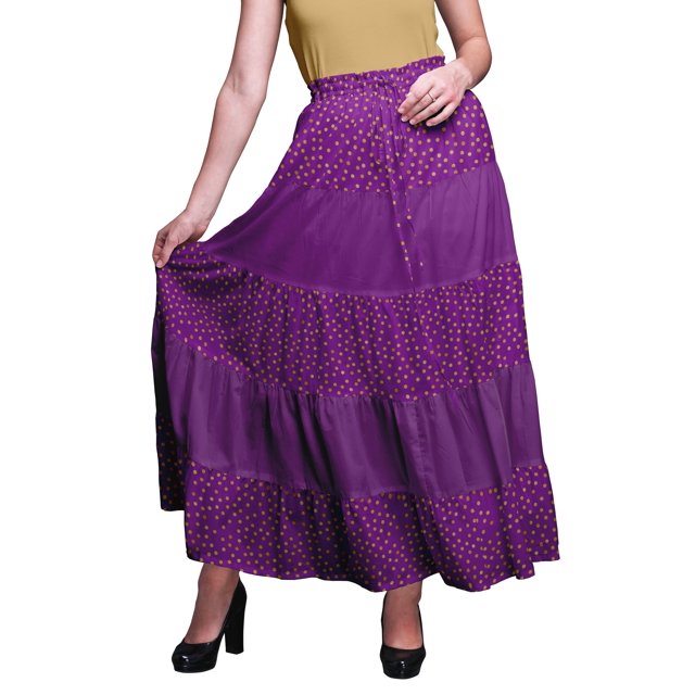 Bimba Jupes Maxi Imprimées Femmes Style Bohème Gitane Longue Jupe en Coton
