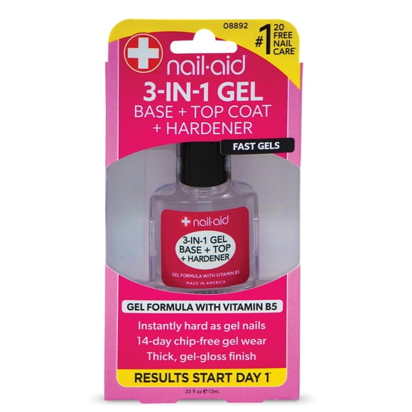 NAIL-AID 3-in-1 Gel Base + Top + Hardener Clear 0.55 Fluid Ounce