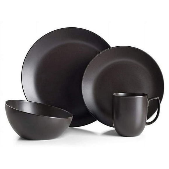 Nambe - Dinnerware collection - celestial Black Orbit Place Setting - 4 Piece Set Includes Dinner Plate, Salad Plate, Soup Bowl, and Mug - Designed by Robin Levien