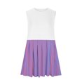 thumbnail image 3 of RKSTN Robes d'Été pour Femmes 2024 Décontractées Patchwork Sans Manches Col Rond Plissé Robes Amples Grande Taille Couleur Unie Taille Élastique Robes Midi, 3 of 4