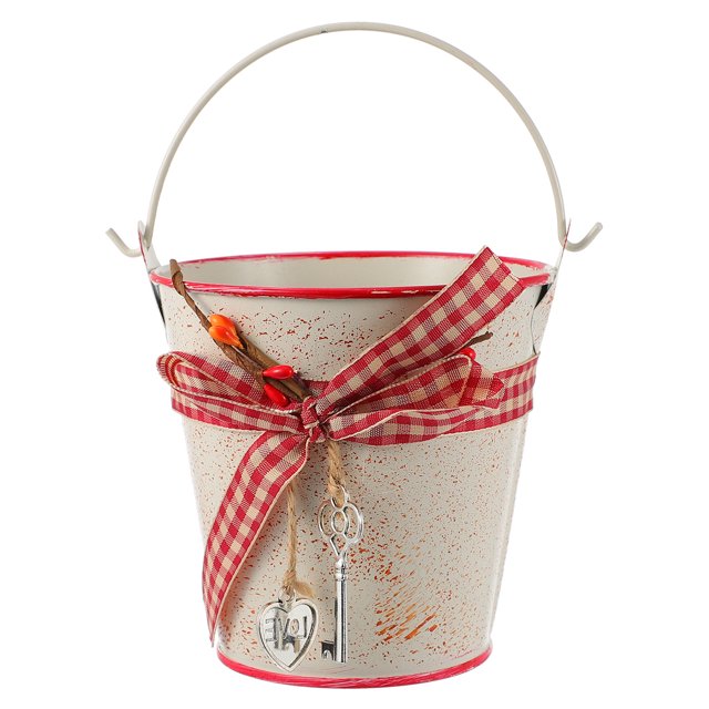 1Pc Decorative Iron Flowerpot Bucket Creative Flower Holder Home Adornment Prop